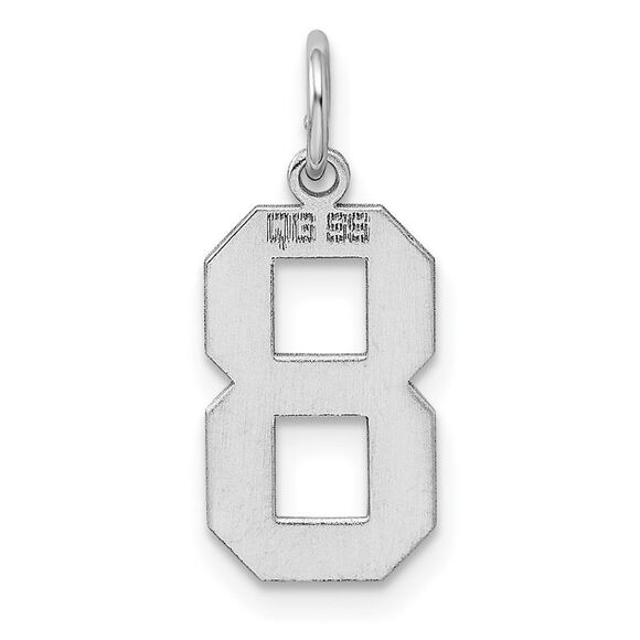 Sterling Silver, Athletic Collection Medium Polished Number 8 Pendant - Picture 3 of 6